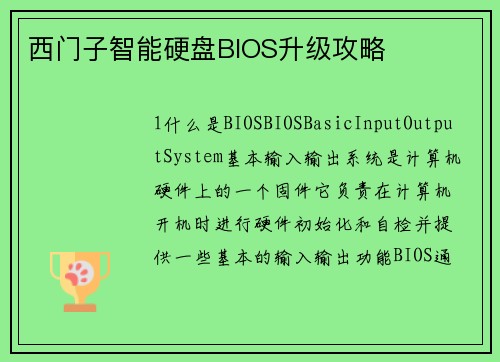 西门子智能硬盘BIOS升级攻略